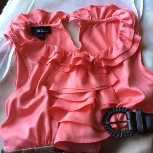 BCX coral and tan mini dress